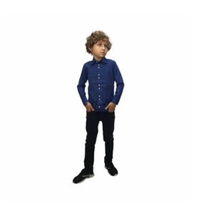 Camisa Social Slim Kids Azul Xadrez