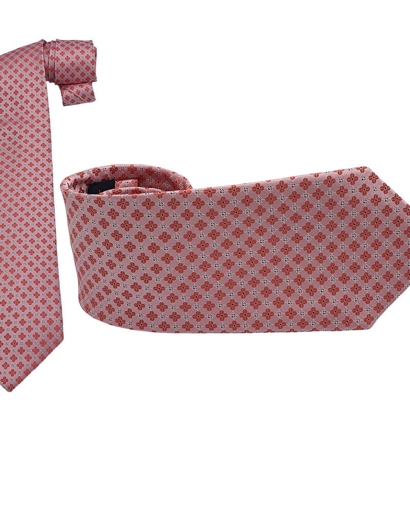 Gravata Rosa Micro Estampa 9 cm Tradicional Larga