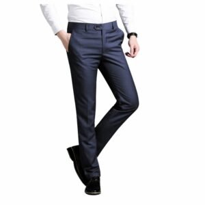 Calça Social Azul Noite Lisa 4% Viscose
