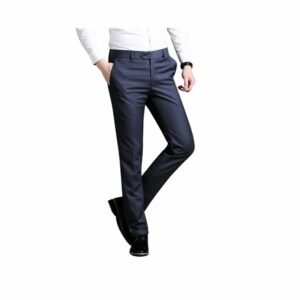 Calça Social Azul Noite Lisa 4% Viscose
