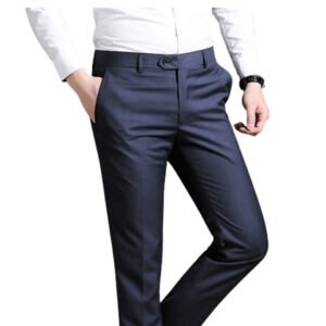 Calça Social Azul Noite Lisa 4% Viscose