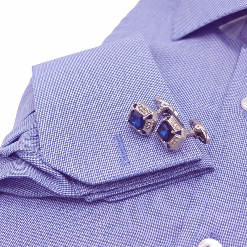 Camisa Italiana Azul Royal Micro Estampa