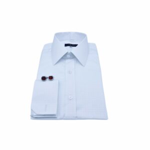 Camisa Fio Egípcio Branca Xadrez tecido Premium