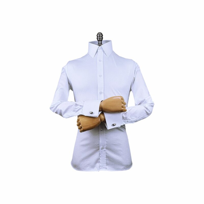 Camisa Algodão Egípcio Branco Xadrez