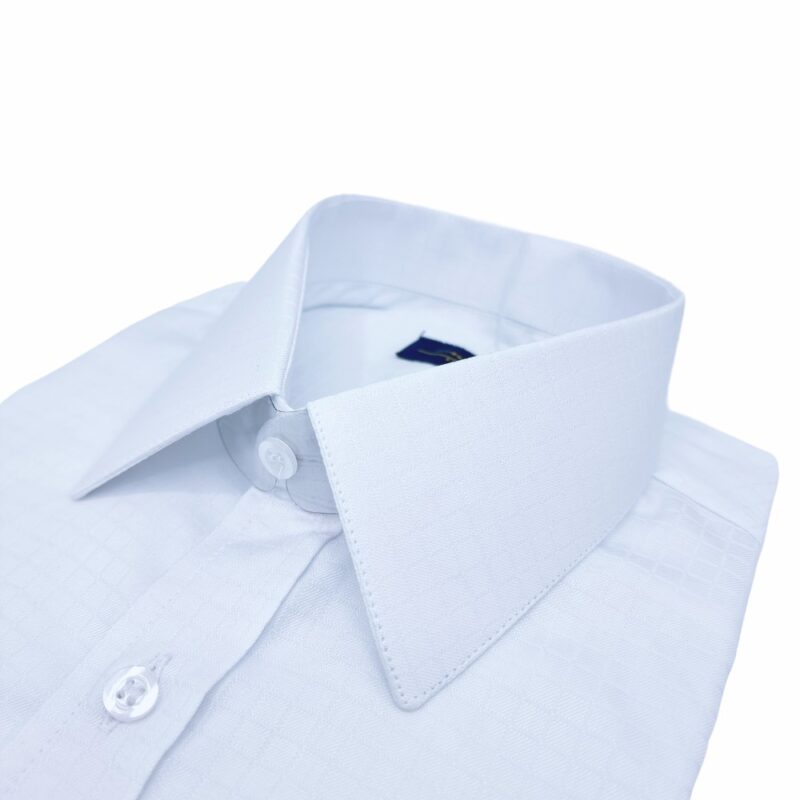 Camisa Fio Egípcio Branca Xadrez tecido Premium