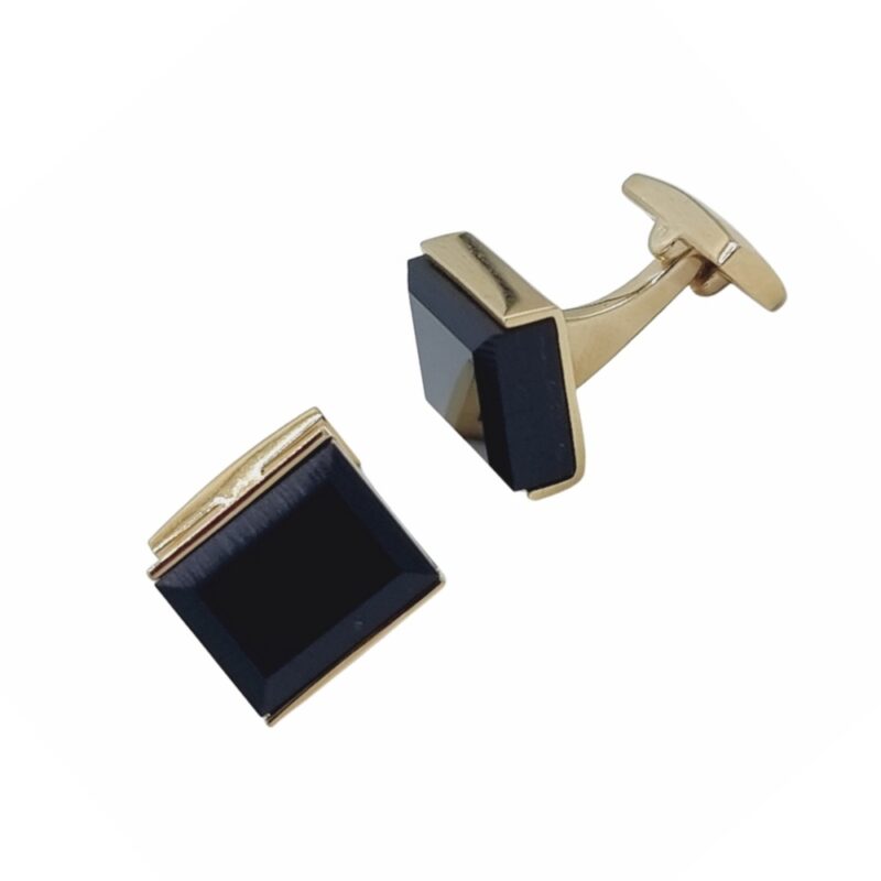 Abotoadura Dourada Pedra Preta