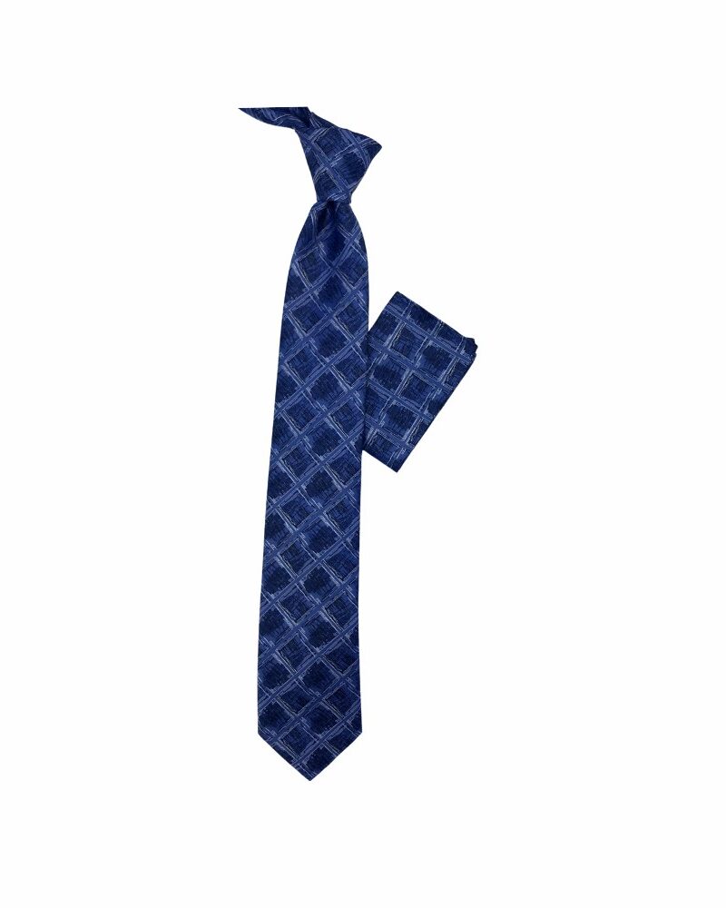 Gravata Tradicional Azul 8,5 cm +Lenço Azul