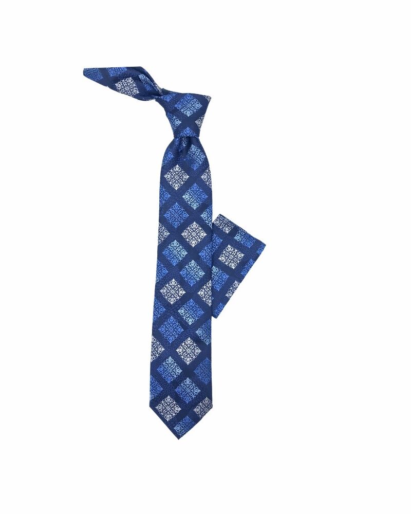 Gravata Tradicional Azul 8 cm +Lenço Azul Stacy Adams