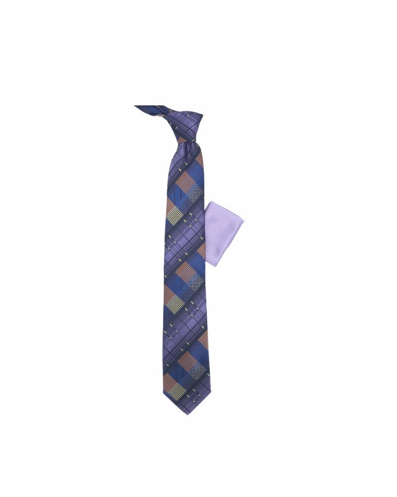 Gravata Tradicional Lilás Estampa 8,5 cm +Lenço