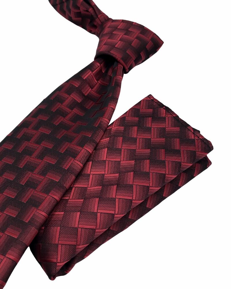 Gravata Tradicional Pierre Cardin 8 cm Bordo+Lenço