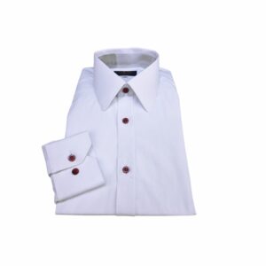 Camisa Social Branca Sulfite Francesa Botão bordo