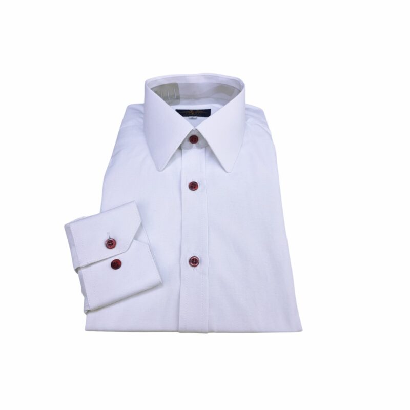 Camisa Social Branca Sulfite Francesa Botão bordo