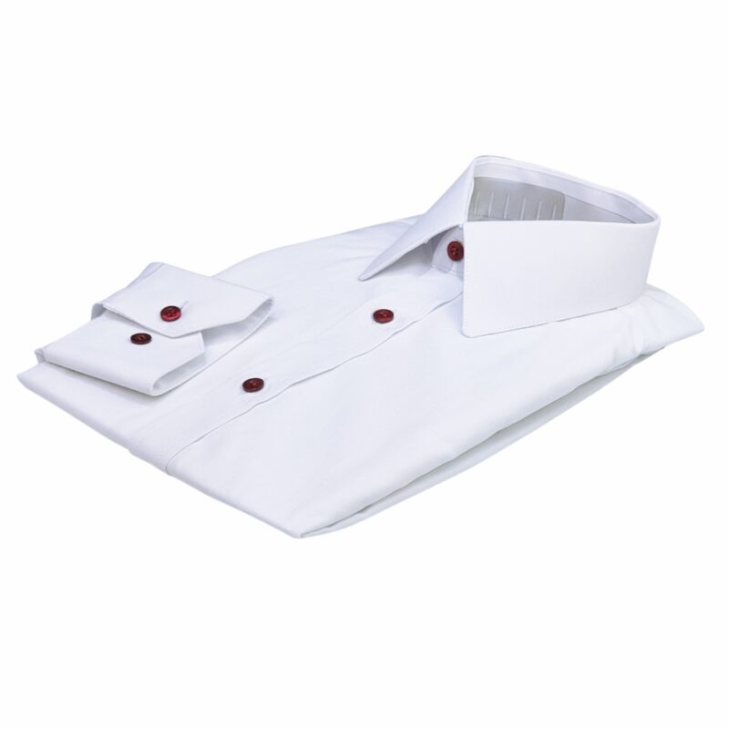 Camisa Social Branca Sulfite Francesa Botão bordo