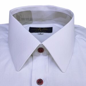 Camisa Social Branca Sulfite Francesa Botão bordo