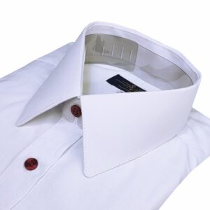 Camisa Social Branca Sulfite Francesa Botão bordo