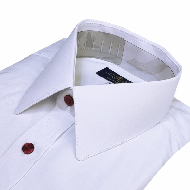 Camisa Social Branca Sulfite Francesa Botão bordo