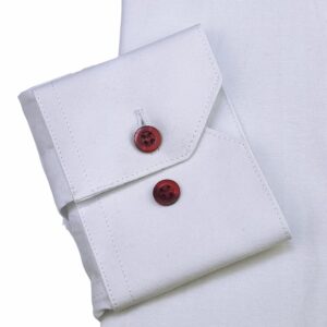 Camisa Social Branca Sulfite Francesa Botão bordo