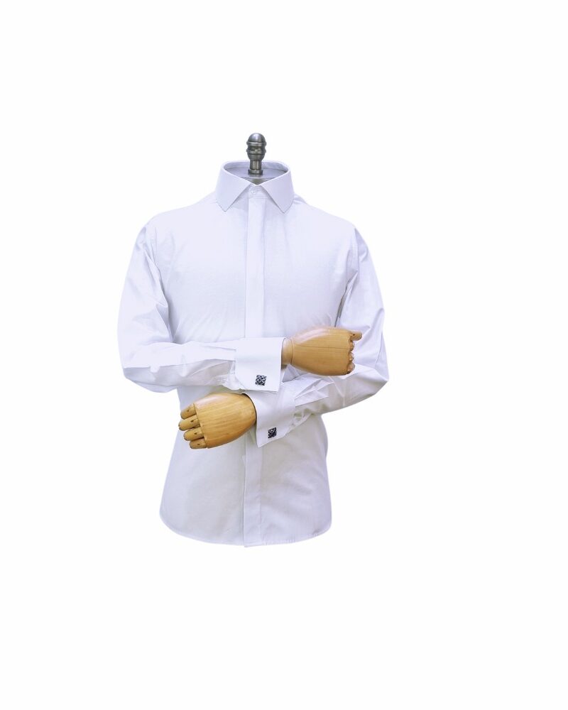 Camisa Branca Lisa Sulfite Italiana Botões Cobertos