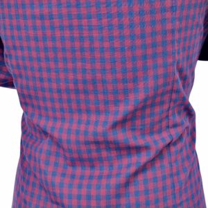 Camisa Punho Duplo Xadrez Azul e Vinho