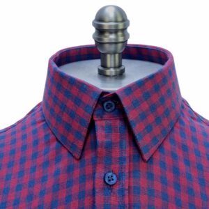 Camisa Punho Duplo Xadrez Azul e Vinho