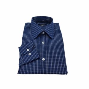 Camisa Social Azul Xadrez Branco