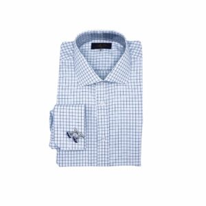 Camisa Branco Xadrez Azul Italiana