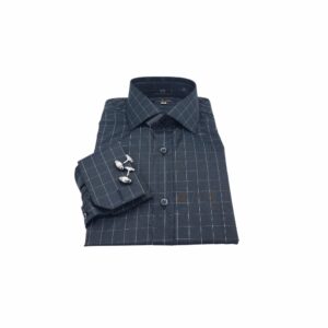 Camisa Preta Xadrez Italiana Punho Duplo