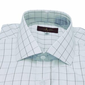 Camisa Branca Xadrez Italiana Punho Duplo