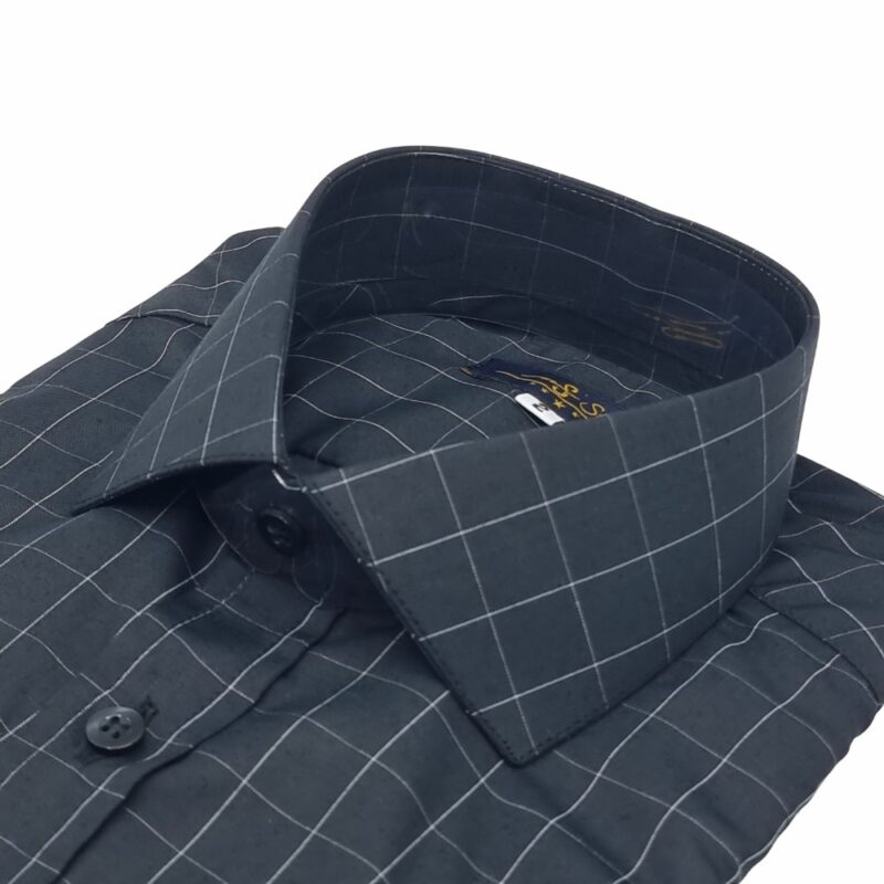 Camisa Social Preto Xadrez Branco Italiana