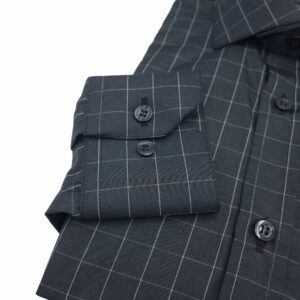 Camisa Social Preto Xadrez Branco Italiana