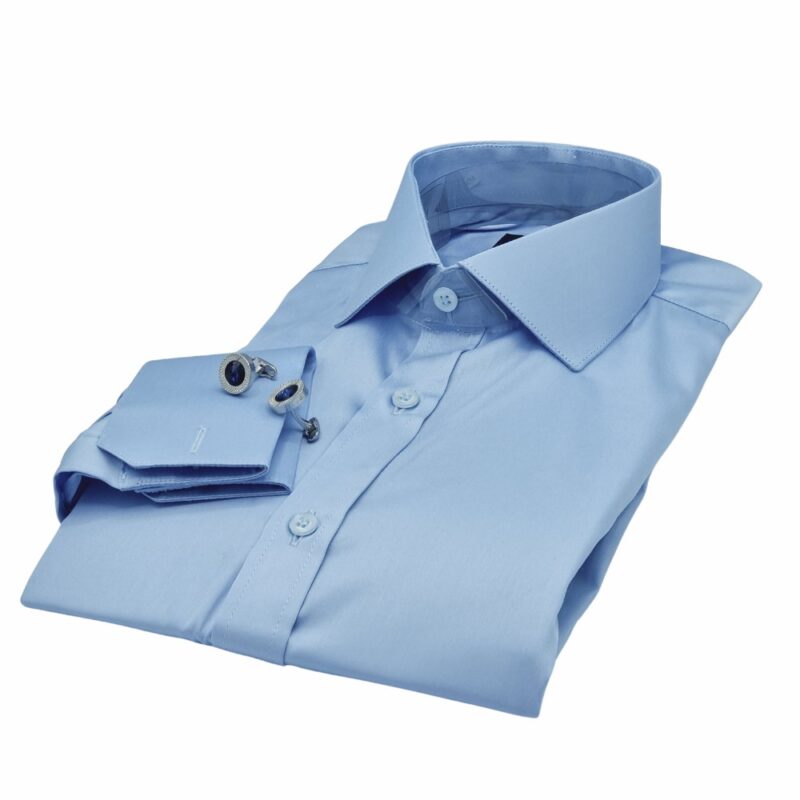 Camisa Egípcio Com Elastano Italiano Azul Clarinho