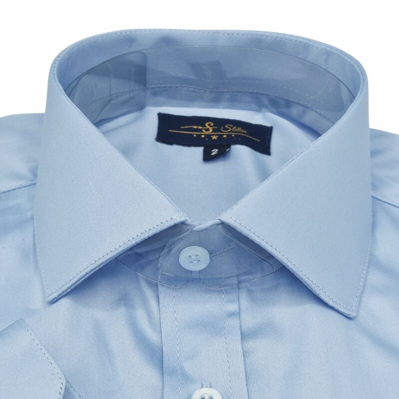 Camisa Egípcio Com Elastano Italiano Azul Clarinho