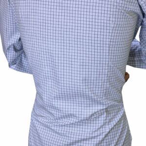 Camisa Branca Xadrez Azul colarinho Italiano