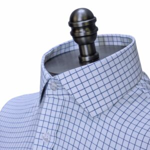 Camisa Branca Xadrez Azul colarinho Italiano