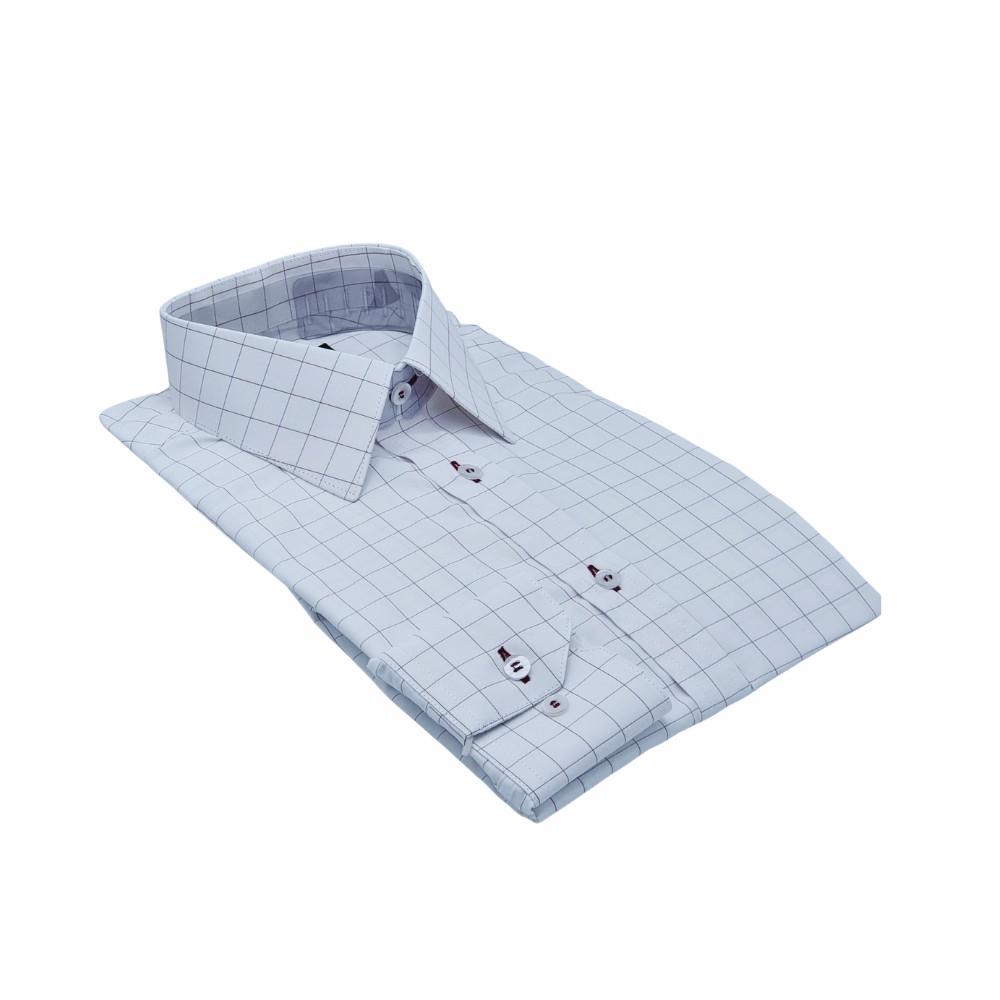 Camisa xadrez masculina vinho e branca