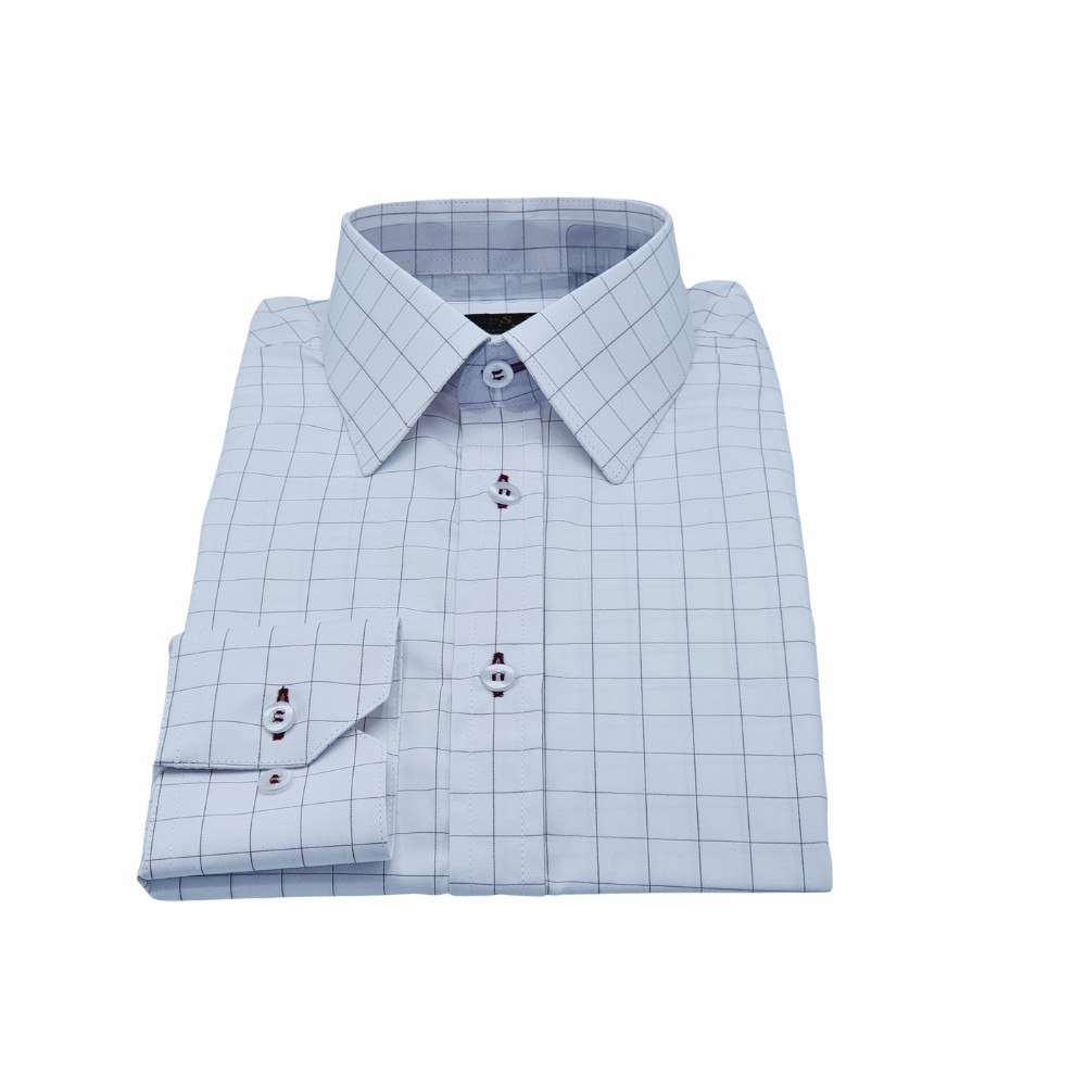 Camisa xadrez masculina vinho e branca