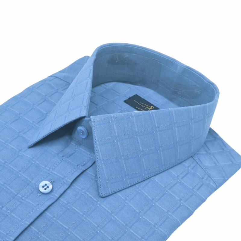 Camisa Punho Duplo Azul Xadrez Largo