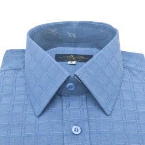 Camisa Punho Duplo Azul Xadrez Largo