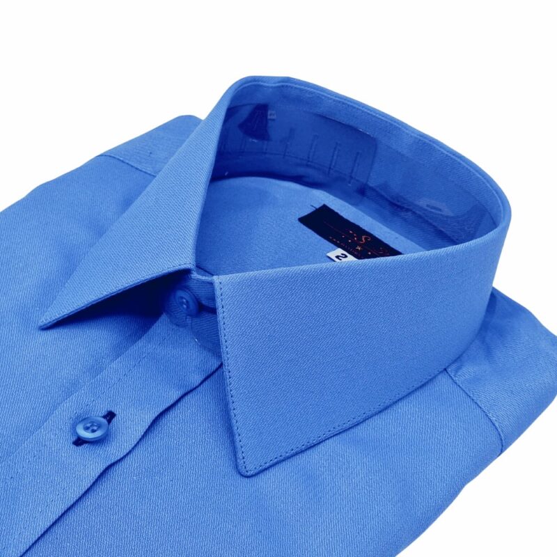 Camisa Punho Duplo Azul Francesa