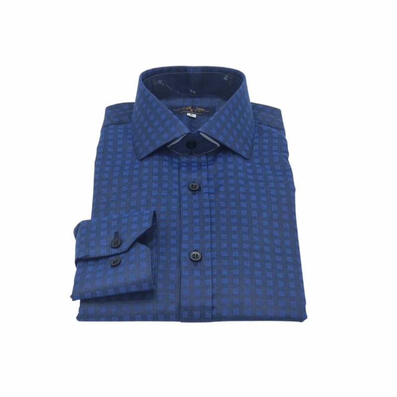 Camisa Social Gola Rígida Azul Escuro