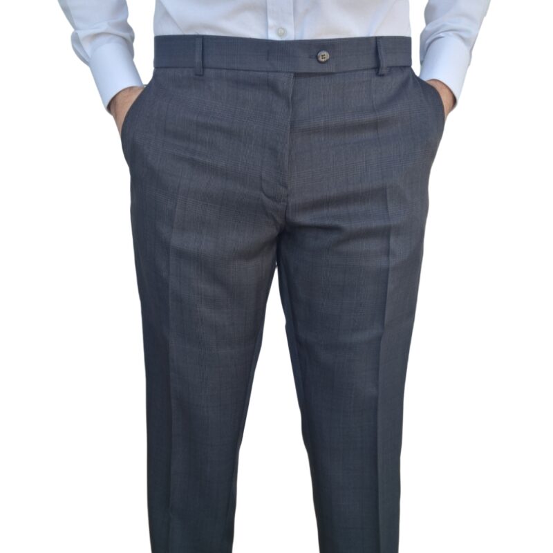 Calça Social Cinza Chumbo Estampa Gales