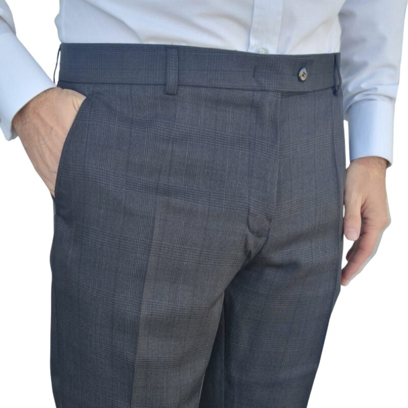 Calça Social Cinza Chumbo Estampa Gales