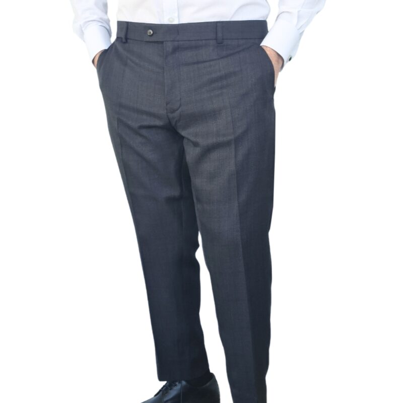 Calça Social Cinza Chumbo Estampa Gales