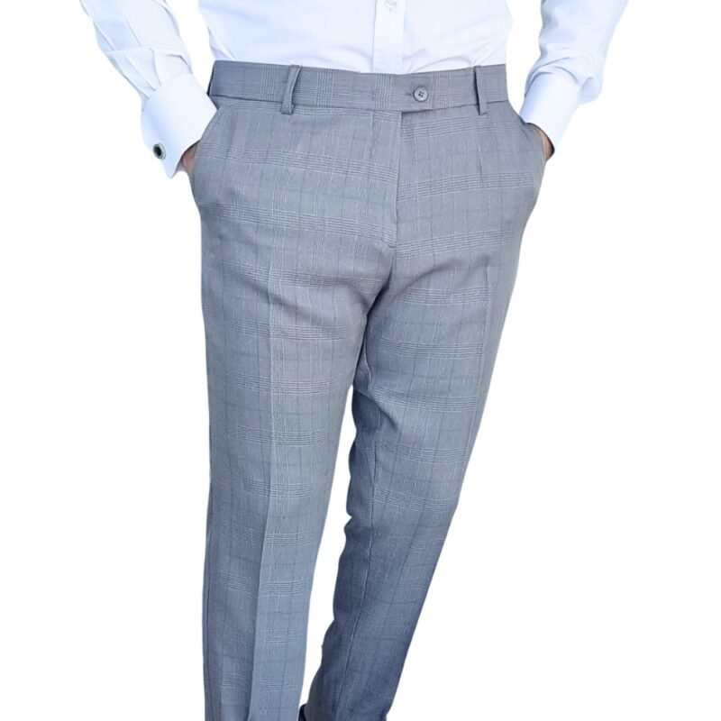 Calça Social Cinza Claro Estampa Gales