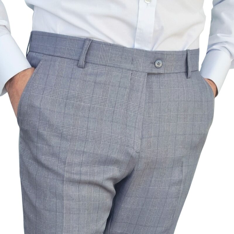 Calça Social Cinza Claro Estampa Gales