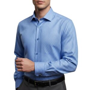 Camisa Punho Duplo Azul Italiana