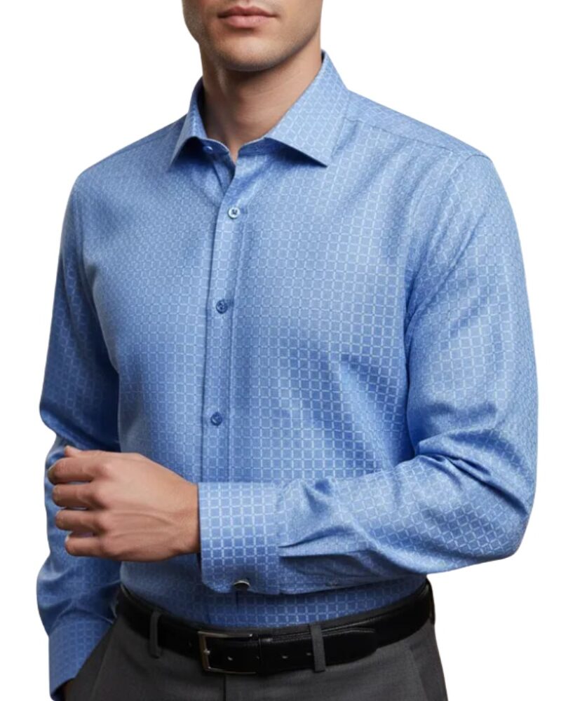 Camisa Punho Duplo Azul Italiana