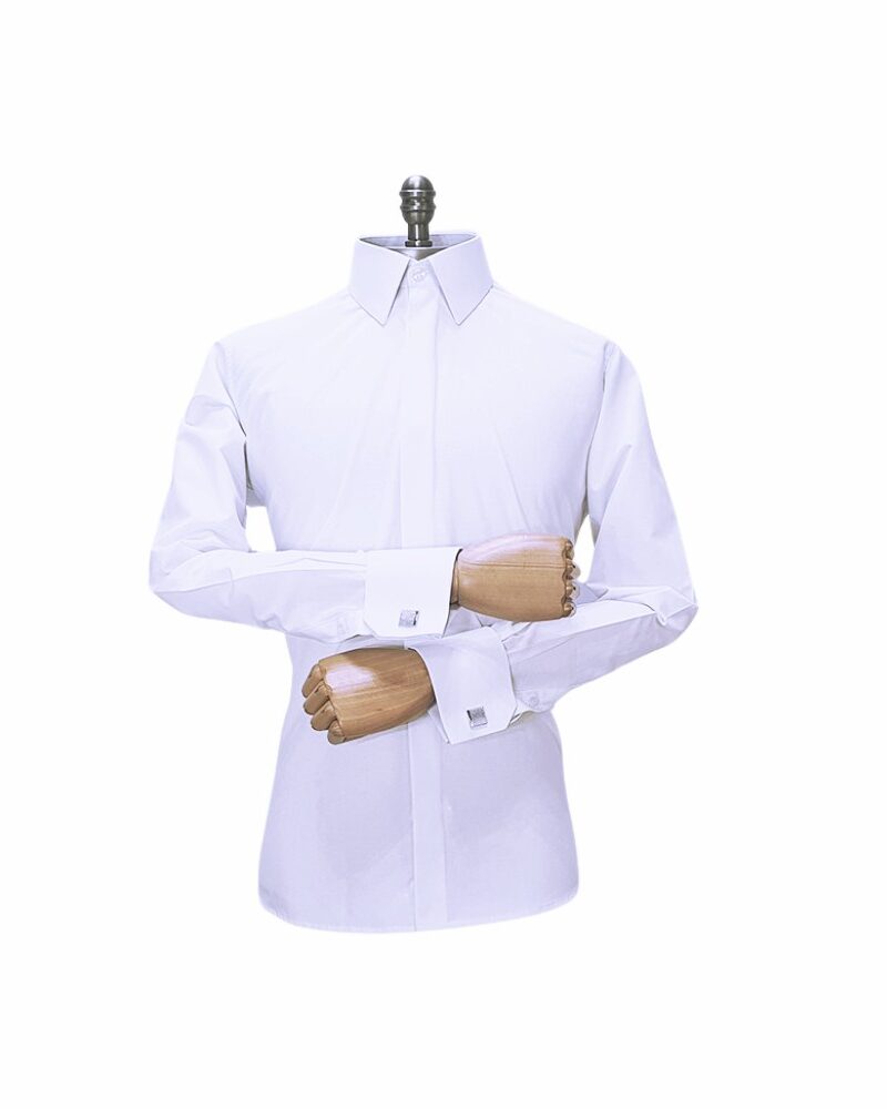 Camisa Branca Lisa Sulfite Punho Duplo Francesa