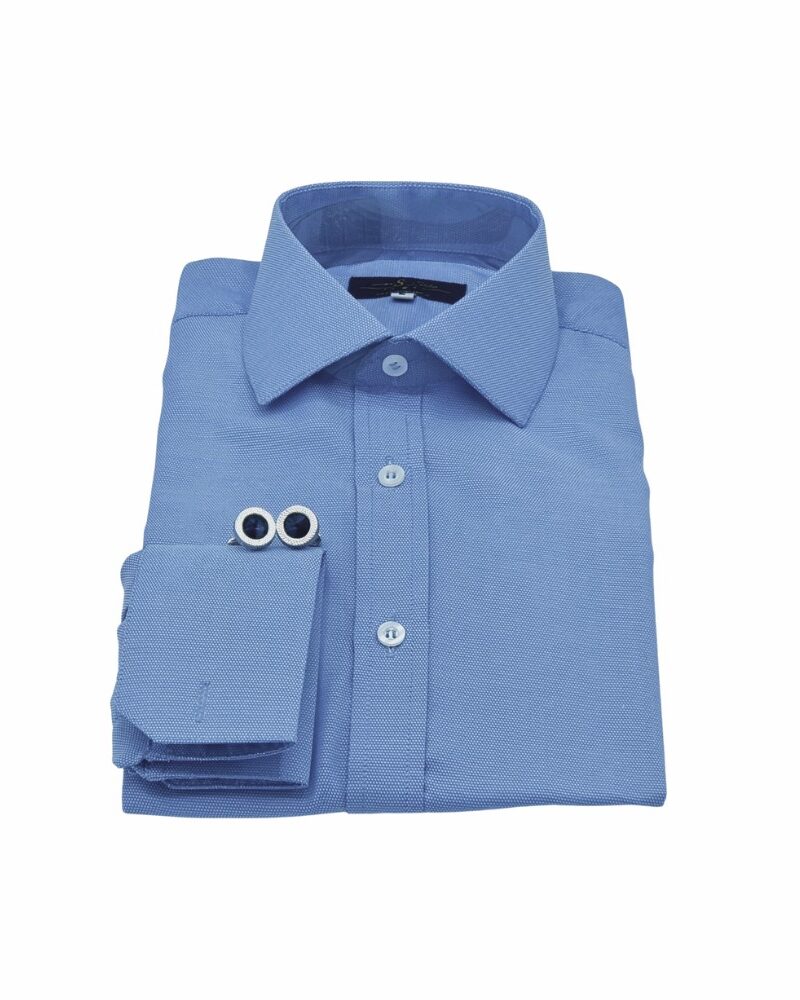 Camisa Italiana Azul Micro Estampa Discreta