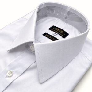 Camisa Egípcio Branca Francês Algodão e Elastano Punho Duplo